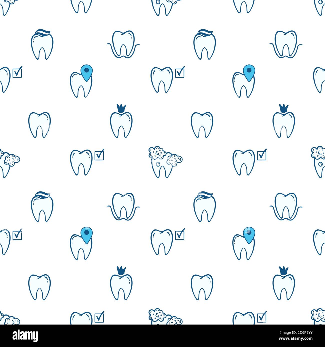 Tooth icon seamless pattern dental treatment . Stock Vector