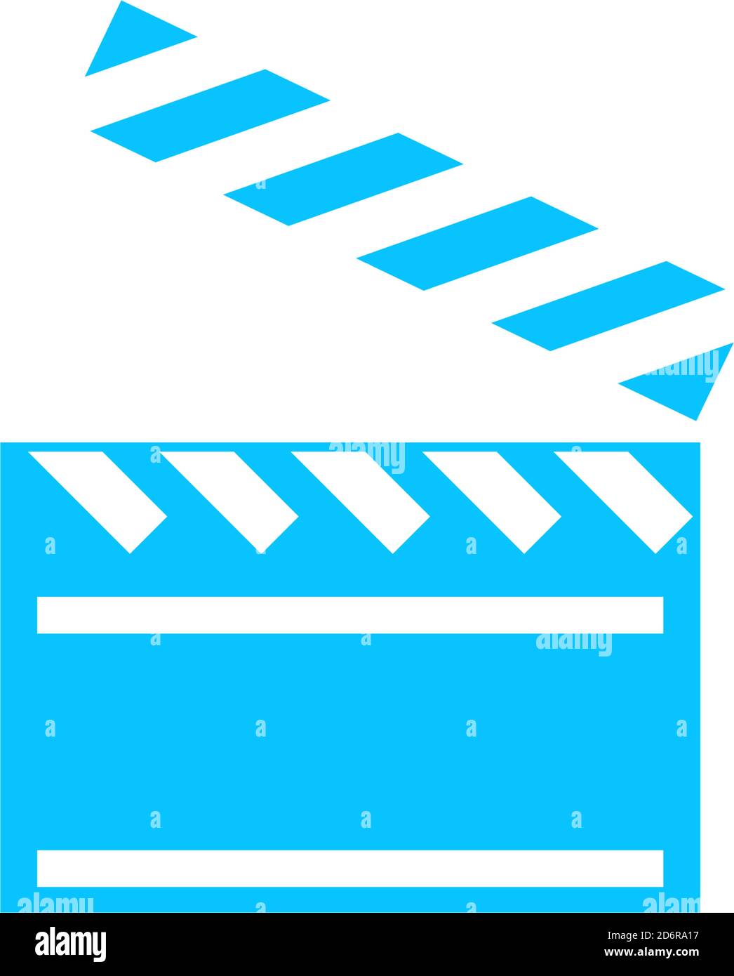 Clapper board icon flat. Blue pictogram on white background. Vector