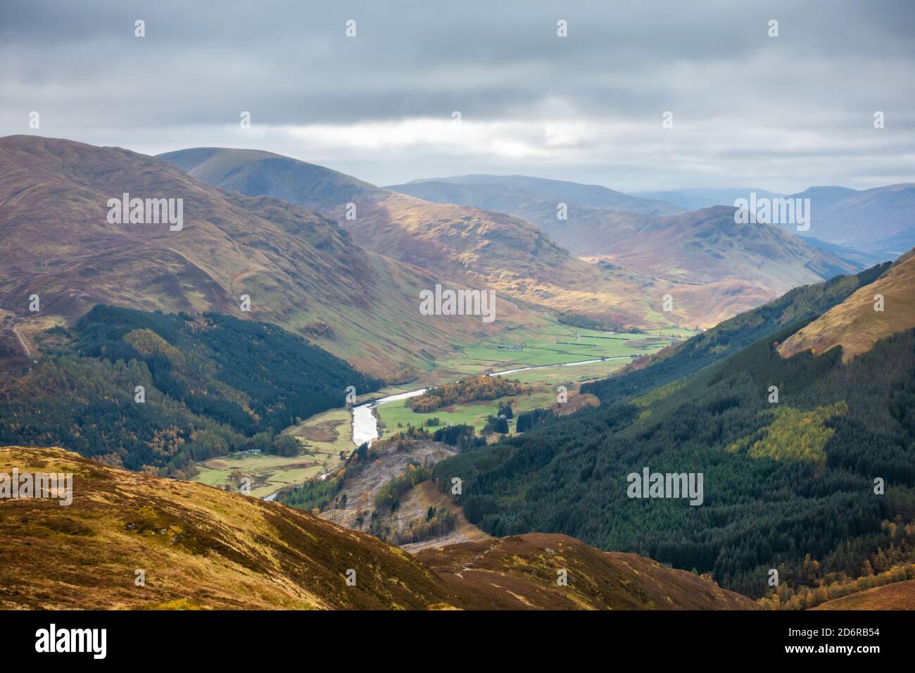 Glen Lyon and the river Lyon in Perthshire, Scotland, UK Stock Photo