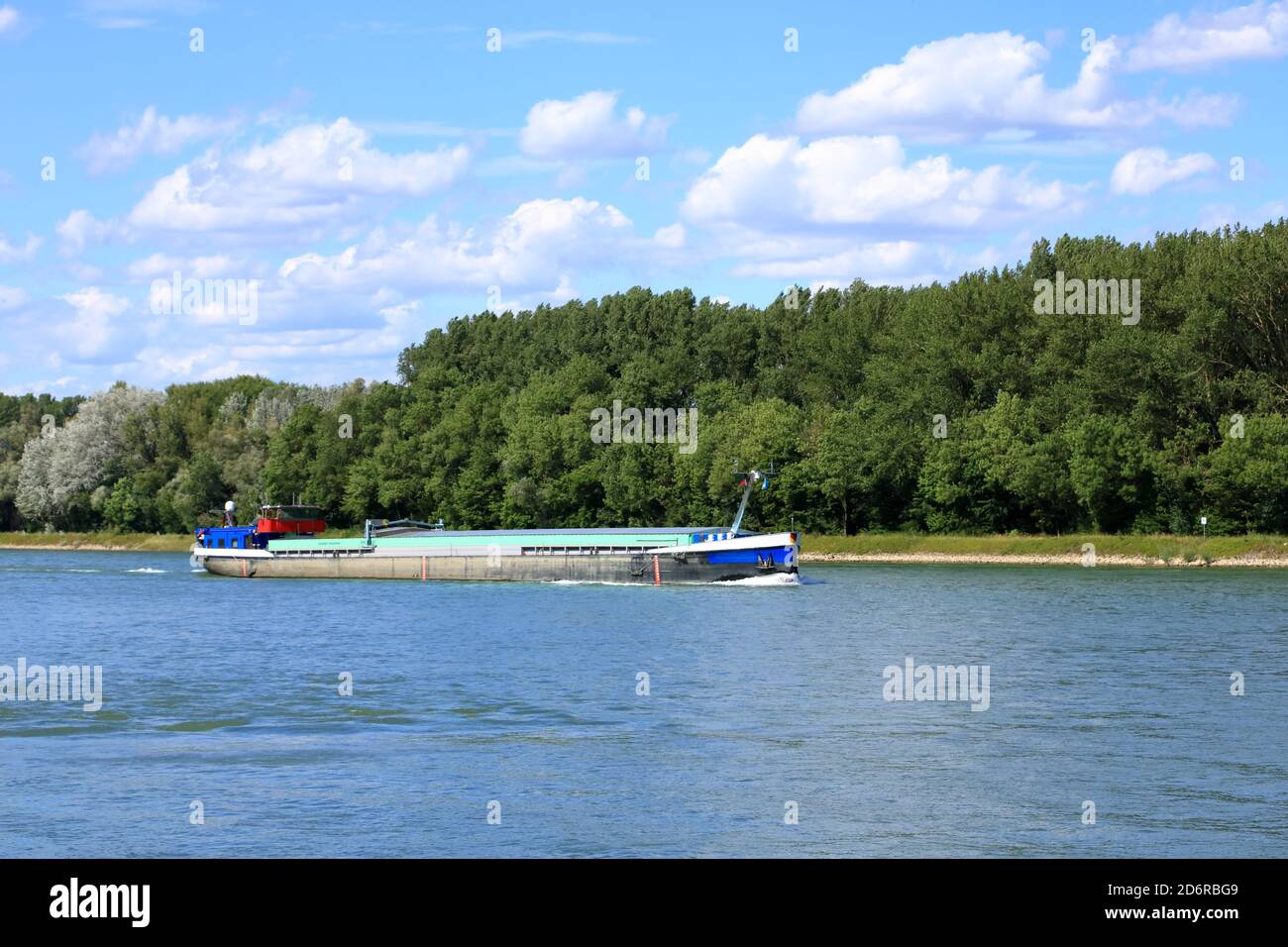 Inland shipping transport on rhine river near germersheim Stock Photo
