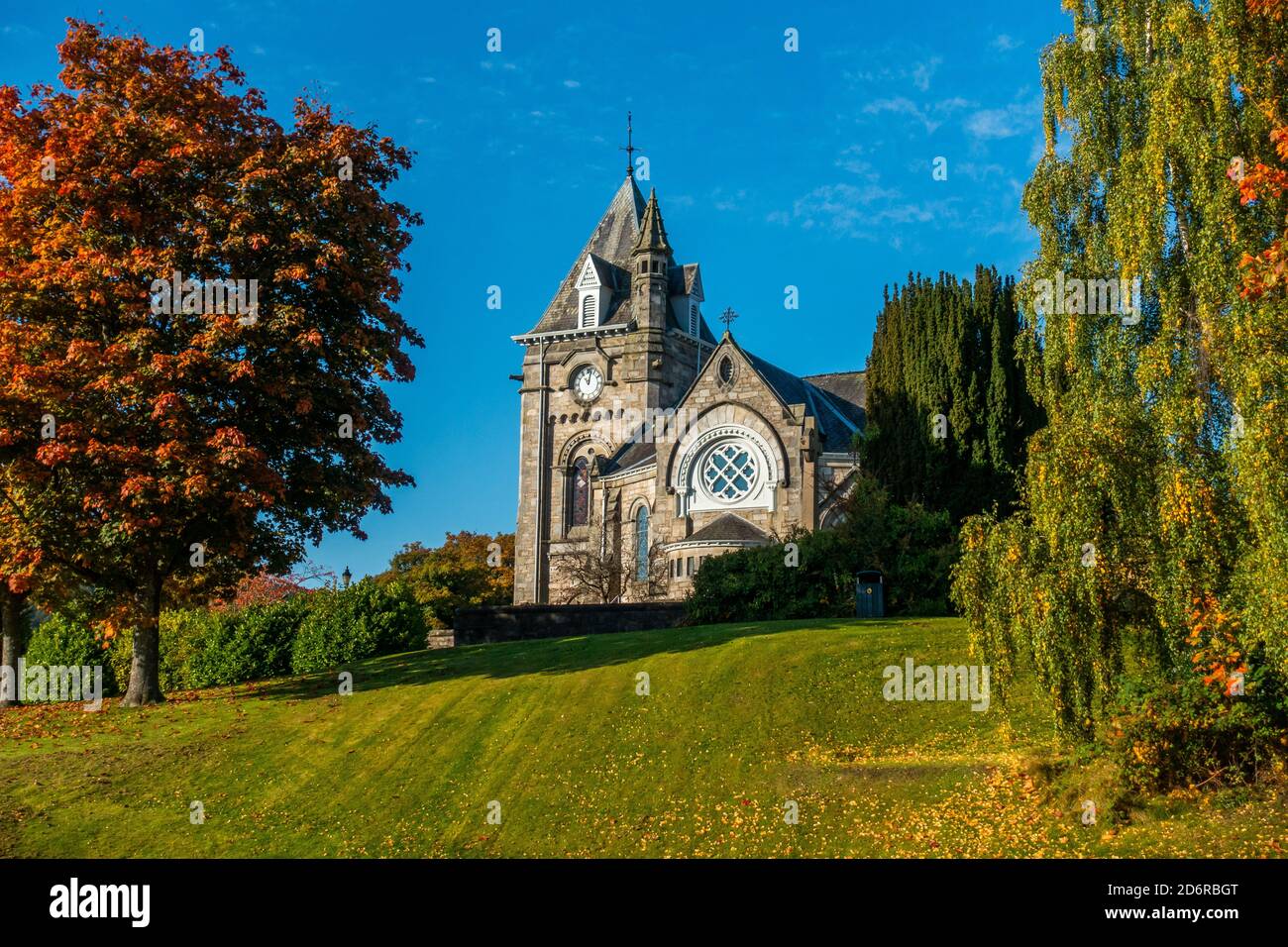 The Church of Scotland in Church Road in the centre of the town of Pitlochry, Perthshire, Scotland, UK Stock Photo