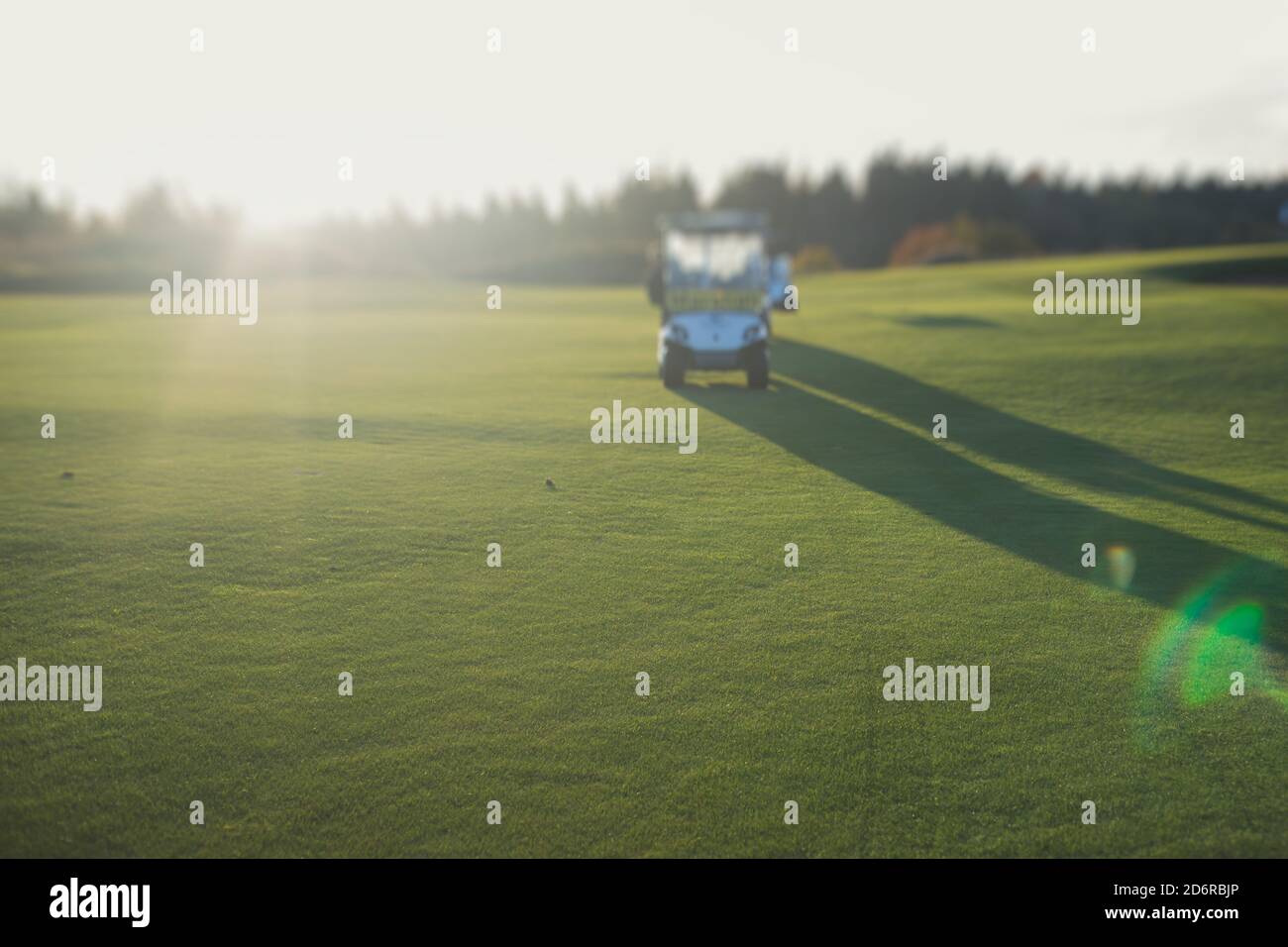 Golf electric cars riding on a golf course in the day, golf carts drive