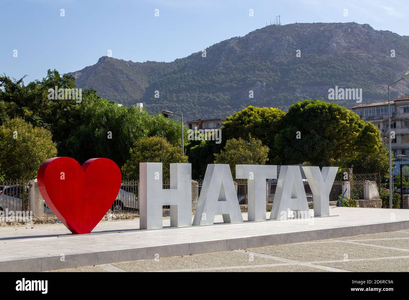 Antakya, Hatay / Turkey - October 09 2020: Hatay city center touristic sign Stock Photo