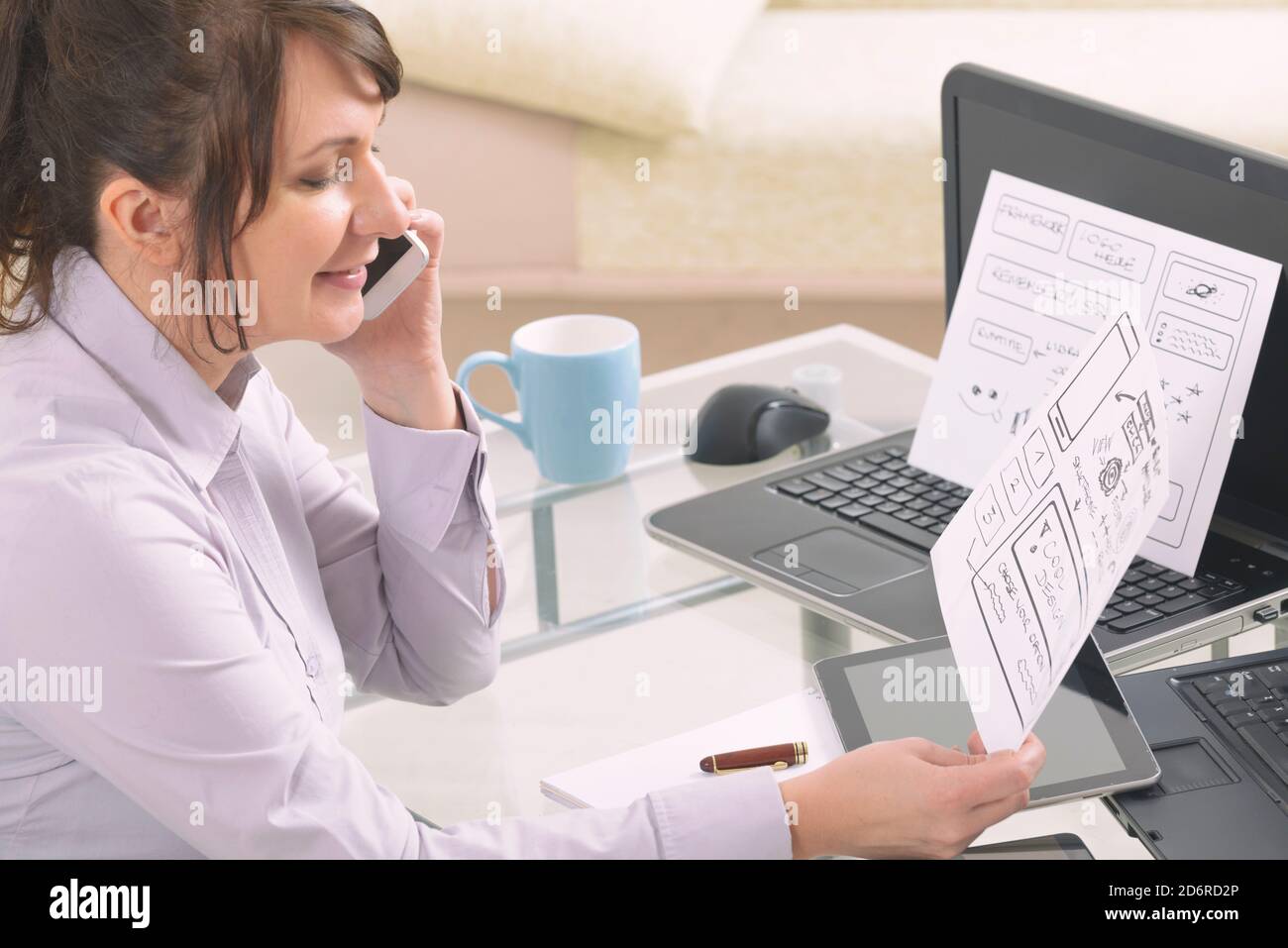 Designer working on a new mobile applications Stock Photo