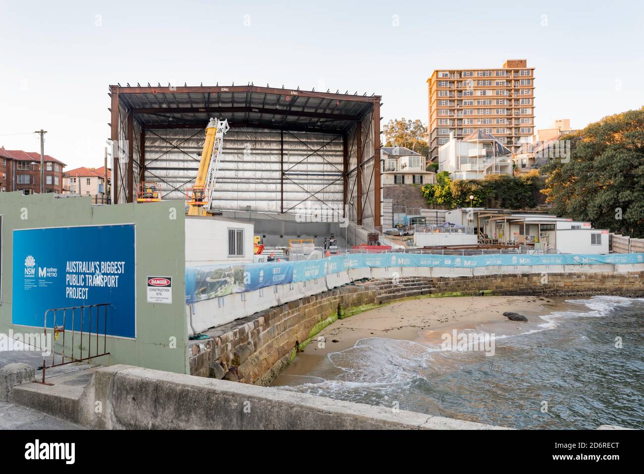 October 2020, McMahons Point, Sydney: This is one end of a new Metro Rail tunnel running under Sydney Harbour that is part of a $2.8bn rail project. Stock Photo