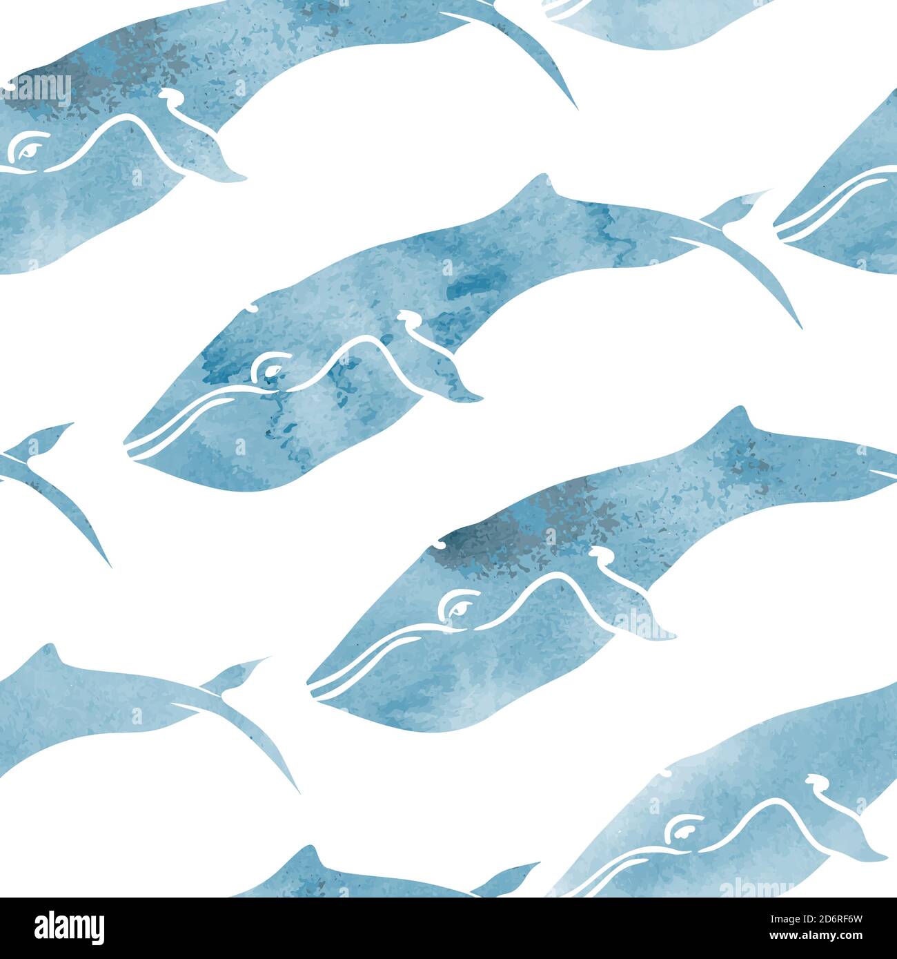 Watercolor whales seamless pattern Stock Vector