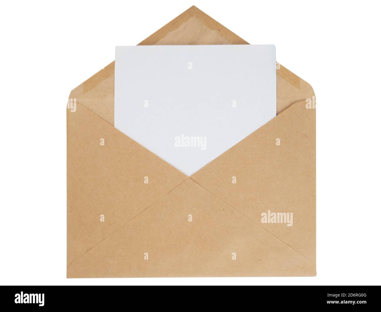 Small craft paper envelope on a white background. Stock Photo