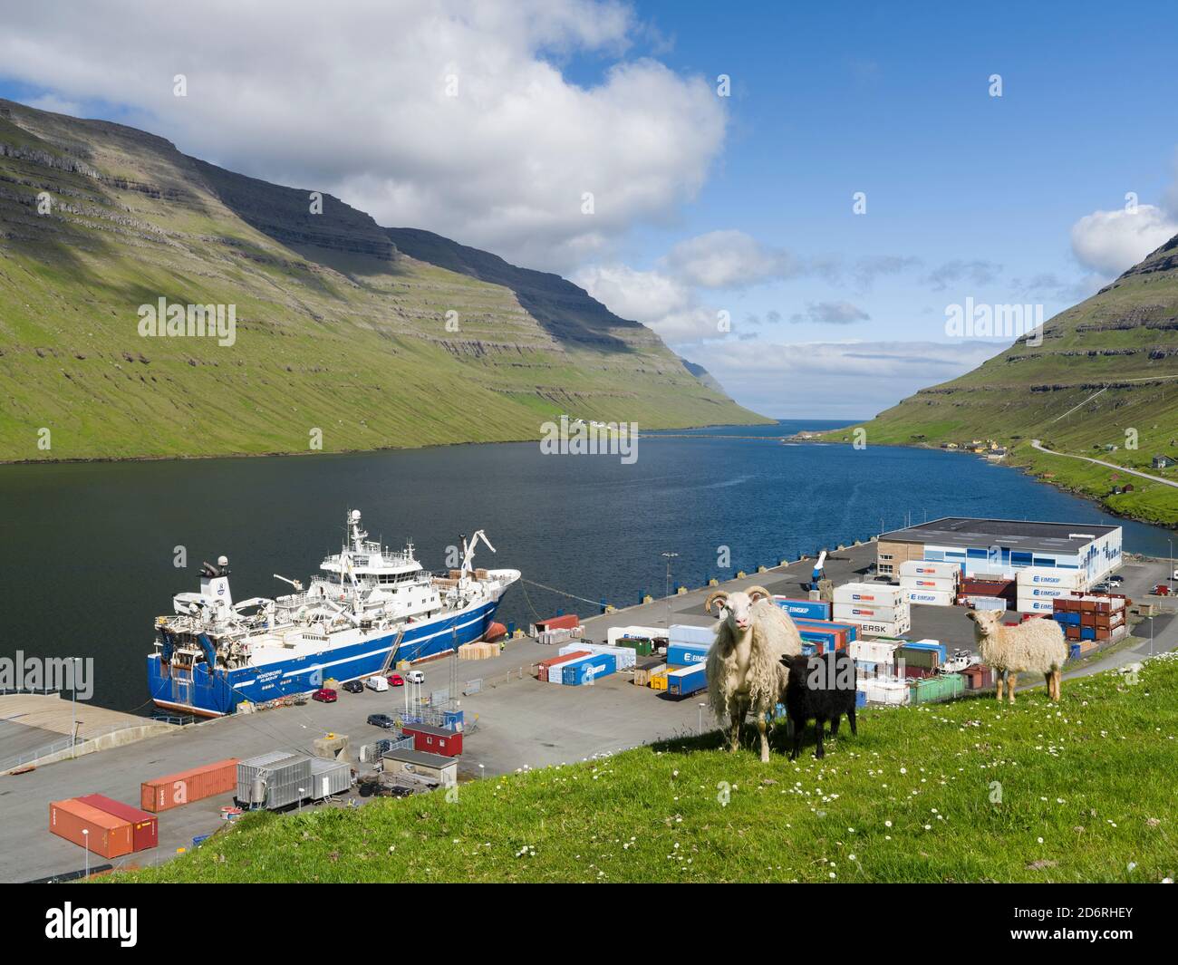 Container harbour in Klaksvik, the capital of the northern isles on the isle of Bordoy