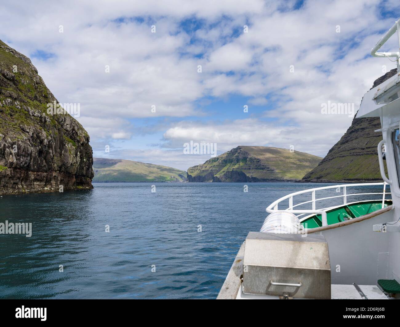 Public ferry to the islands Svinoy and Fugloy.  Nordoyggjar (Northern Isles) in the Faroe Islands, an archipelago in the north atlantic. Europe, North Stock Photo