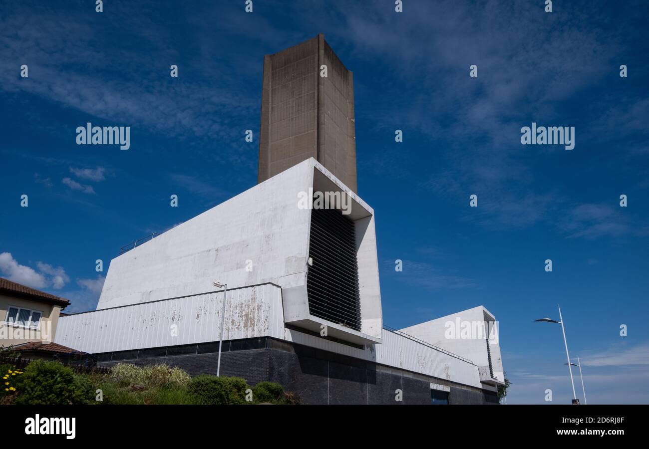 Large ventilation towers for Kingsway tunnel Seacombe Wirral July 2020 Stock Photo