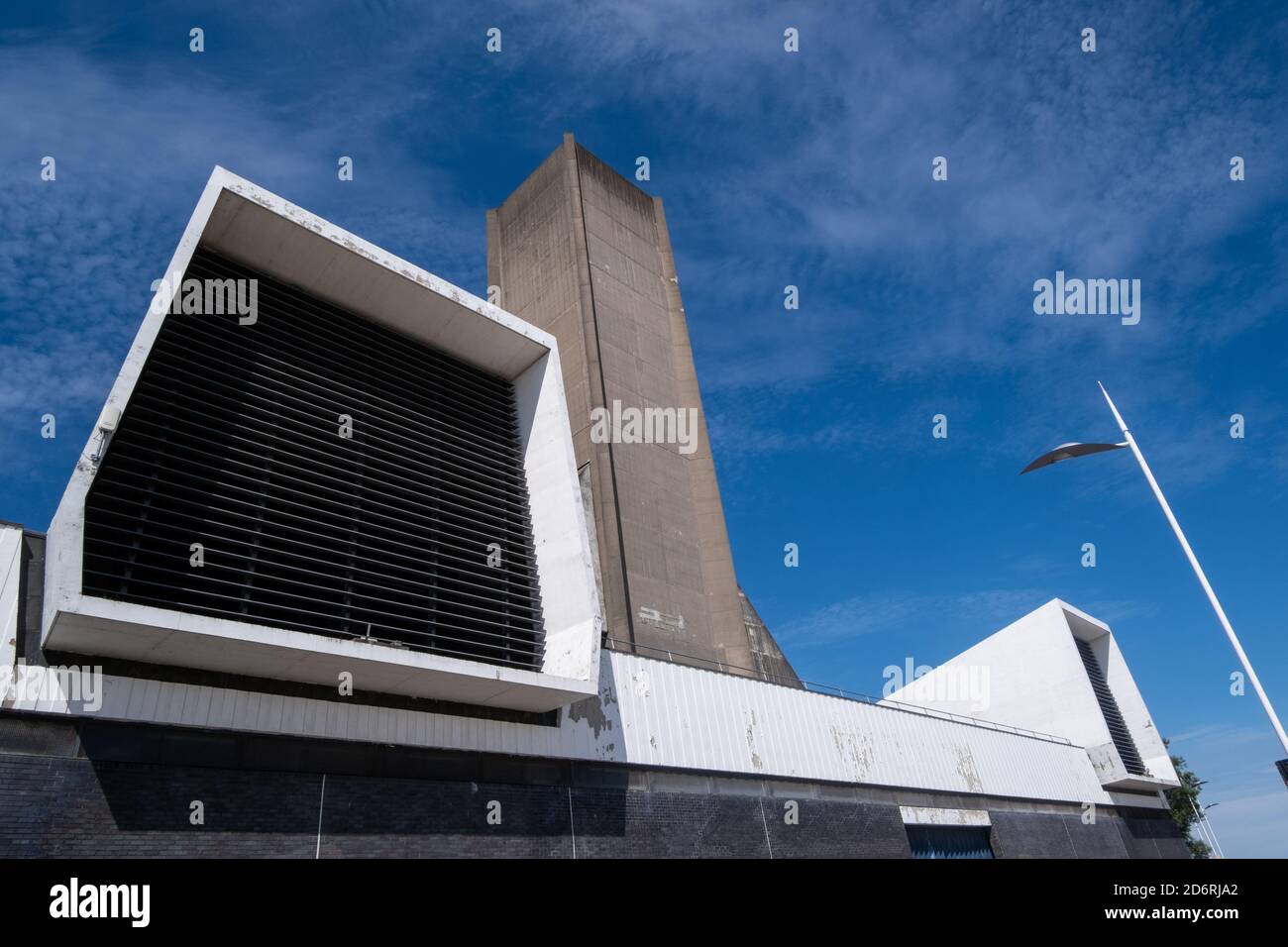 Large ventilation towers for Kingsway tunnel Seacombe Wirral July 2020 Stock Photo