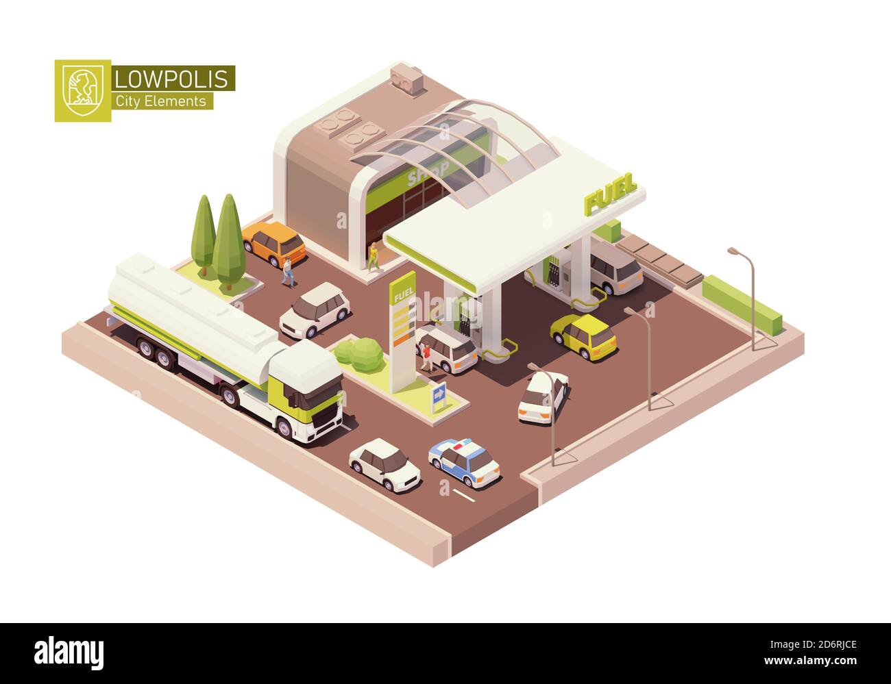 Vector isometric gas station Stock Vector