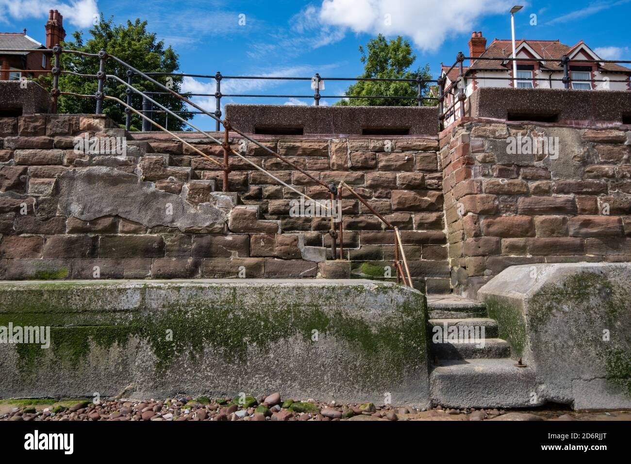 Steps leading down to the beach in Wallasey Wirral July 2020 Stock Photo