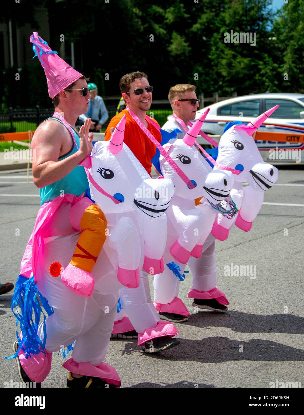 The annual Pride Parade Festival in London Ontario in 2018 and 2019 walking from the Western