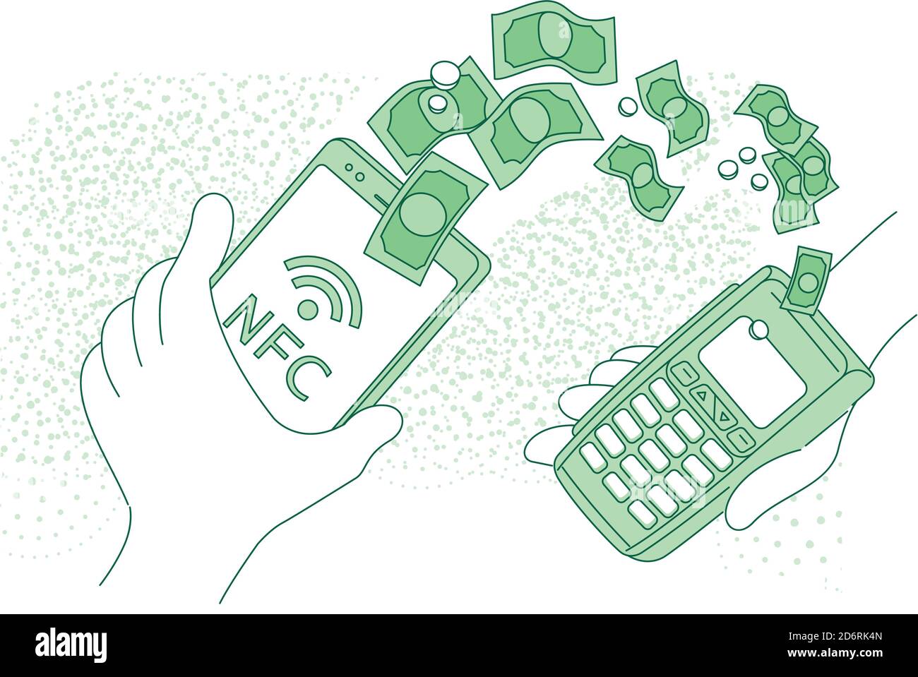 Mobile payment terminal thin line concept vector illustration Stock ...