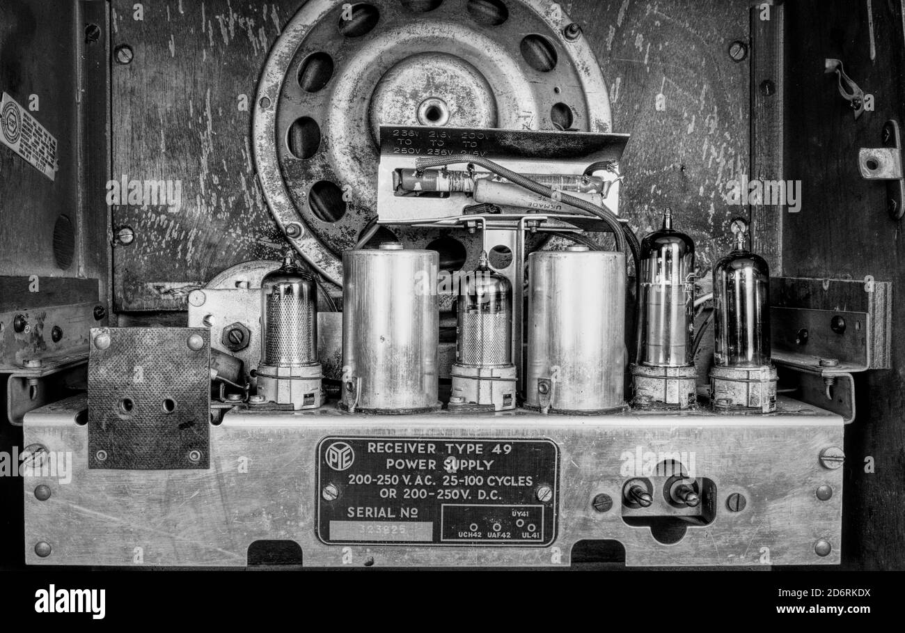 Pye type 49 valve radio receiver - inside Stock Photo
