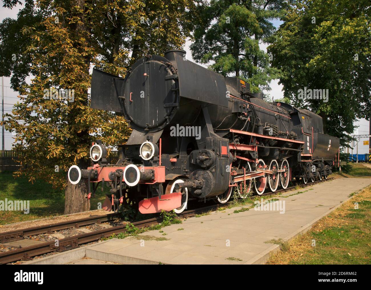 Old locomotive at railway station in Jablonowo Pomorskie.  Poland Stock Photo