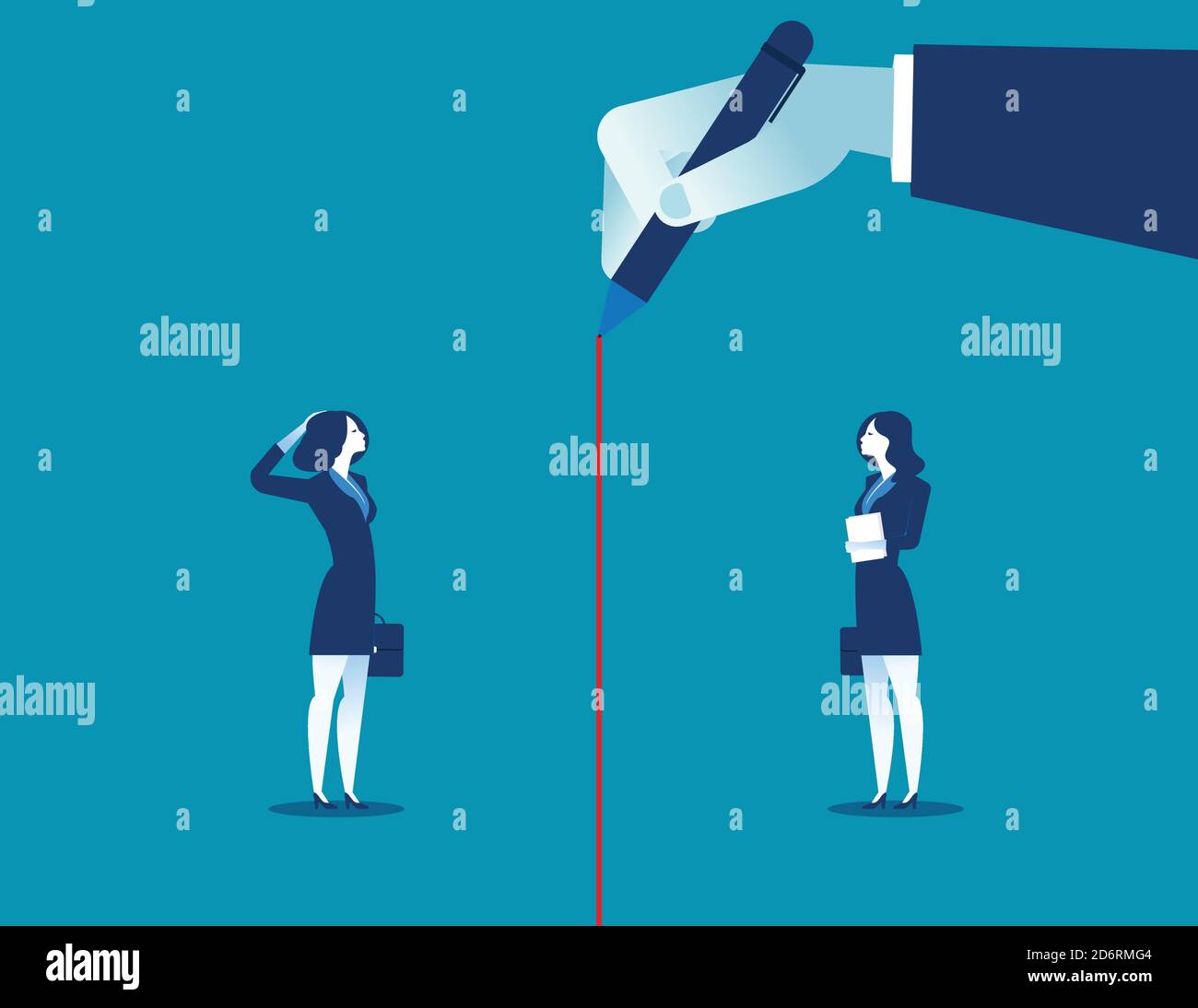 Manager write red line separation. Concept business person illustration