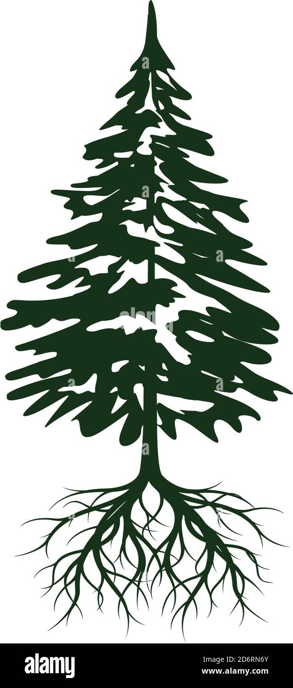 Green Christmas Tree. Vector illustration and Icon. Stock Vector