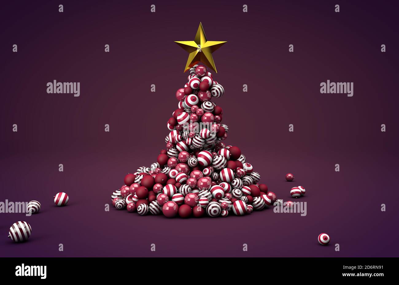 Illustration of a Christmas tree made with decoration balls and a gold ...