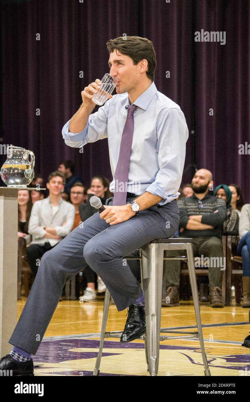 Justin Trudeau Kate Young And Peter Fragiskatos Are Speaking At Western University In Alumni Hall Stock Photo Alamy