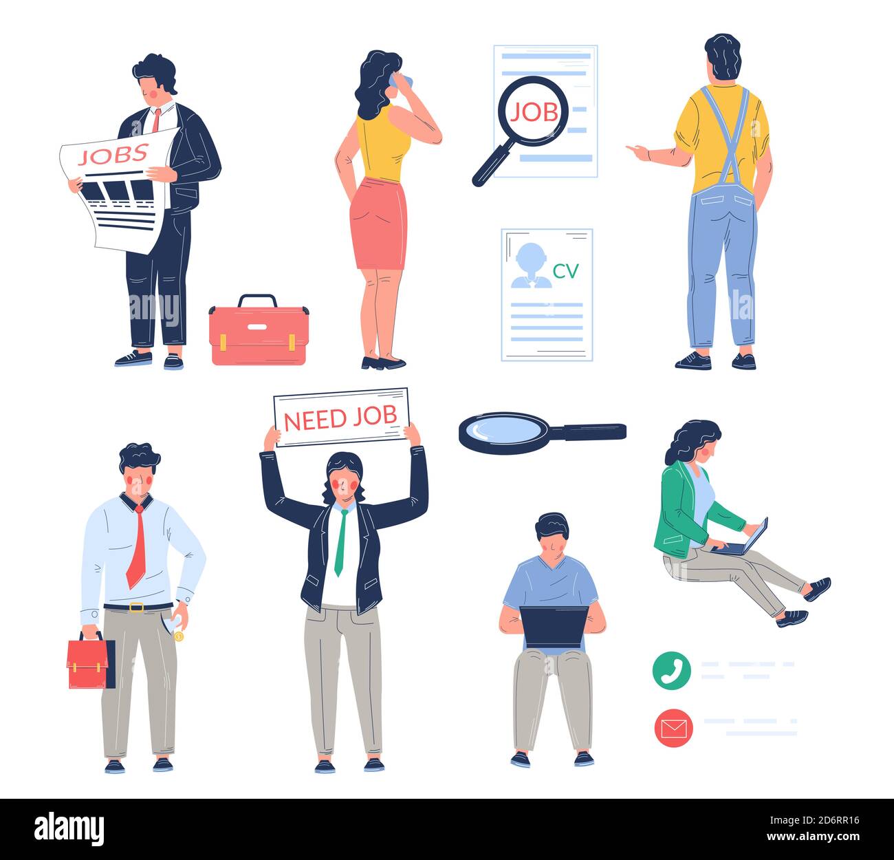 Job search male and female cartoon character set, vector isolated  illustration. Employment, recruitment Stock Vector Image & Art - Alamy