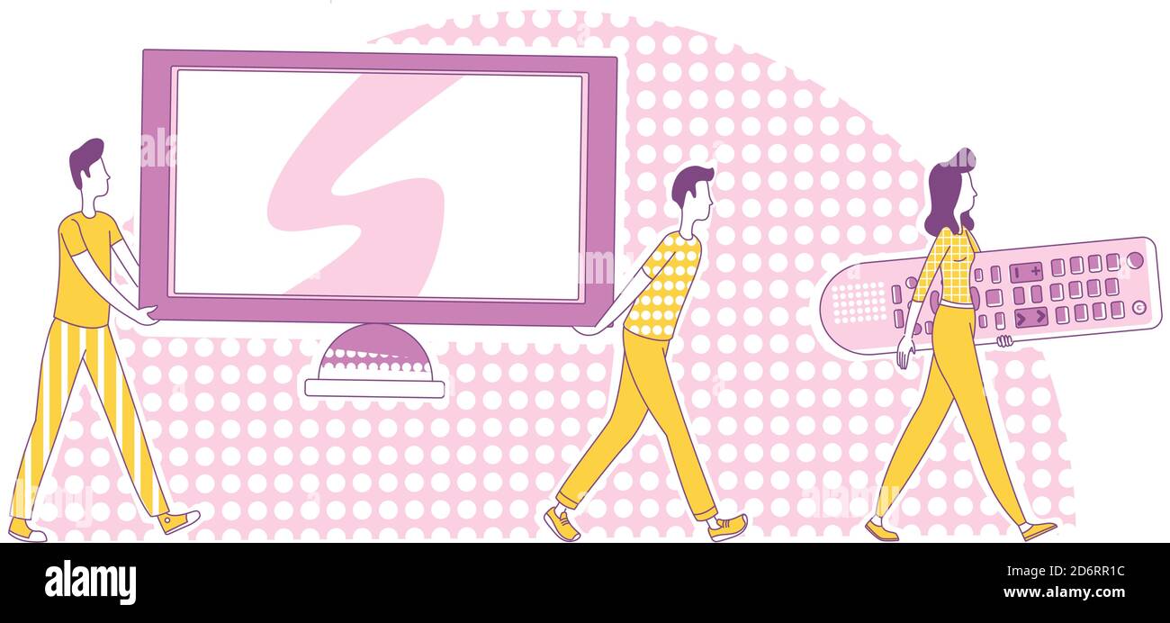 Home cinema system thin line concept vector illustration Stock Vector