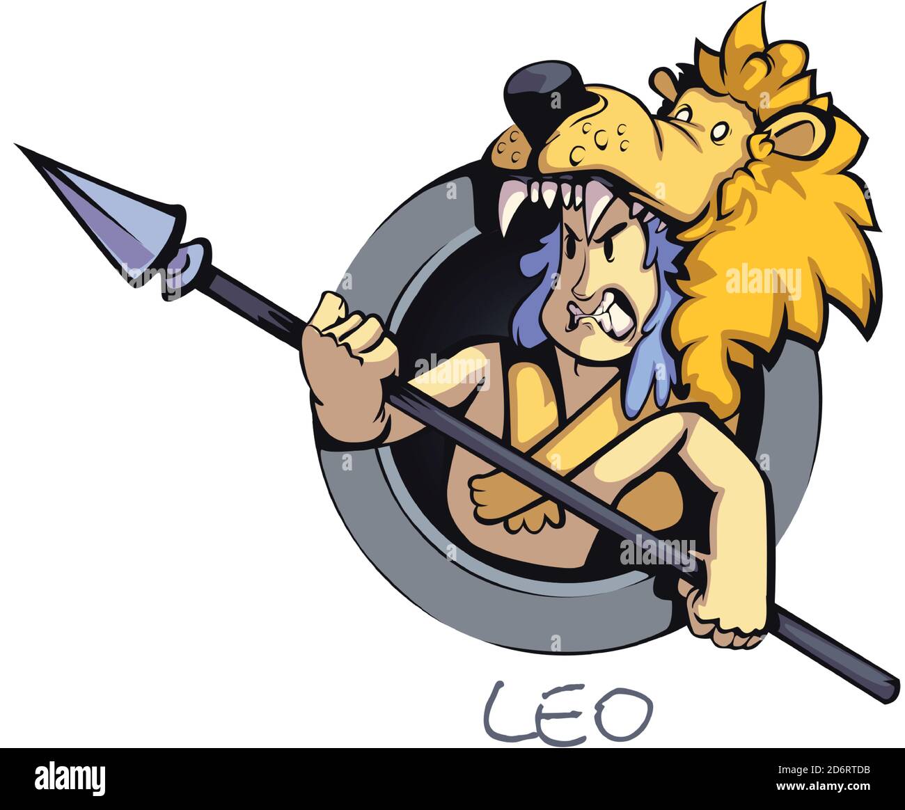 Leo zodiac sign man flat cartoon vector illustration Stock Vector