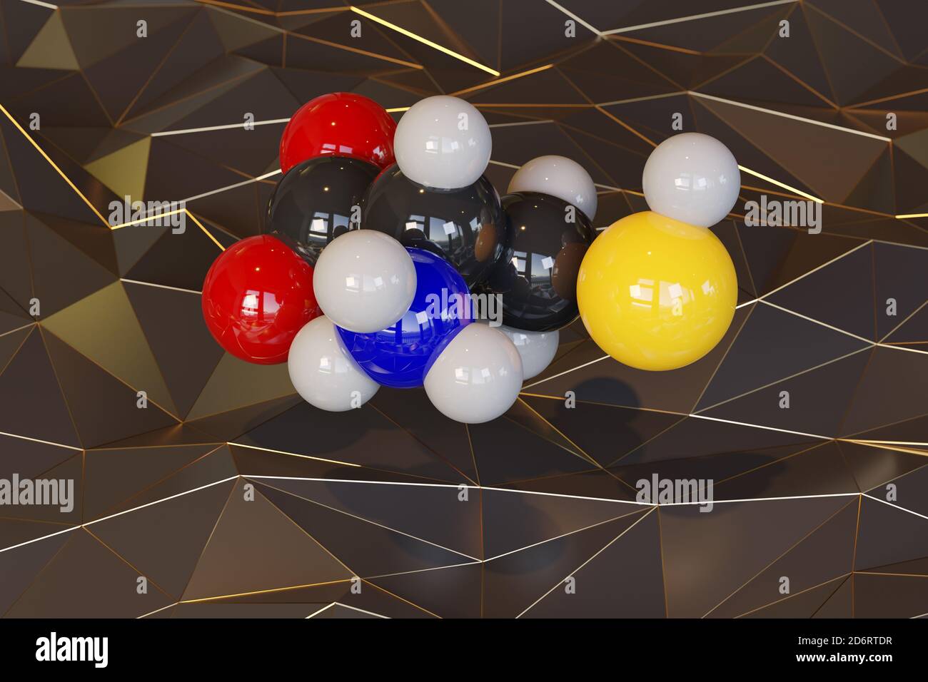 Cysteine (l-cysteine, Cys, C) amino acid molecule. 3D rendering. Scaled ...