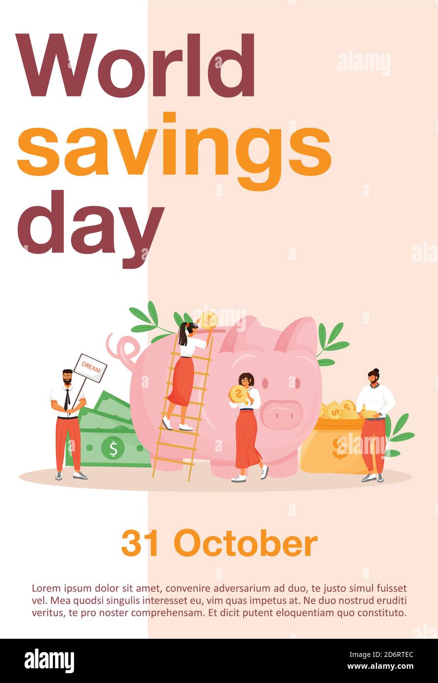 World savings day poster flat vector template Stock Vector Image & Art