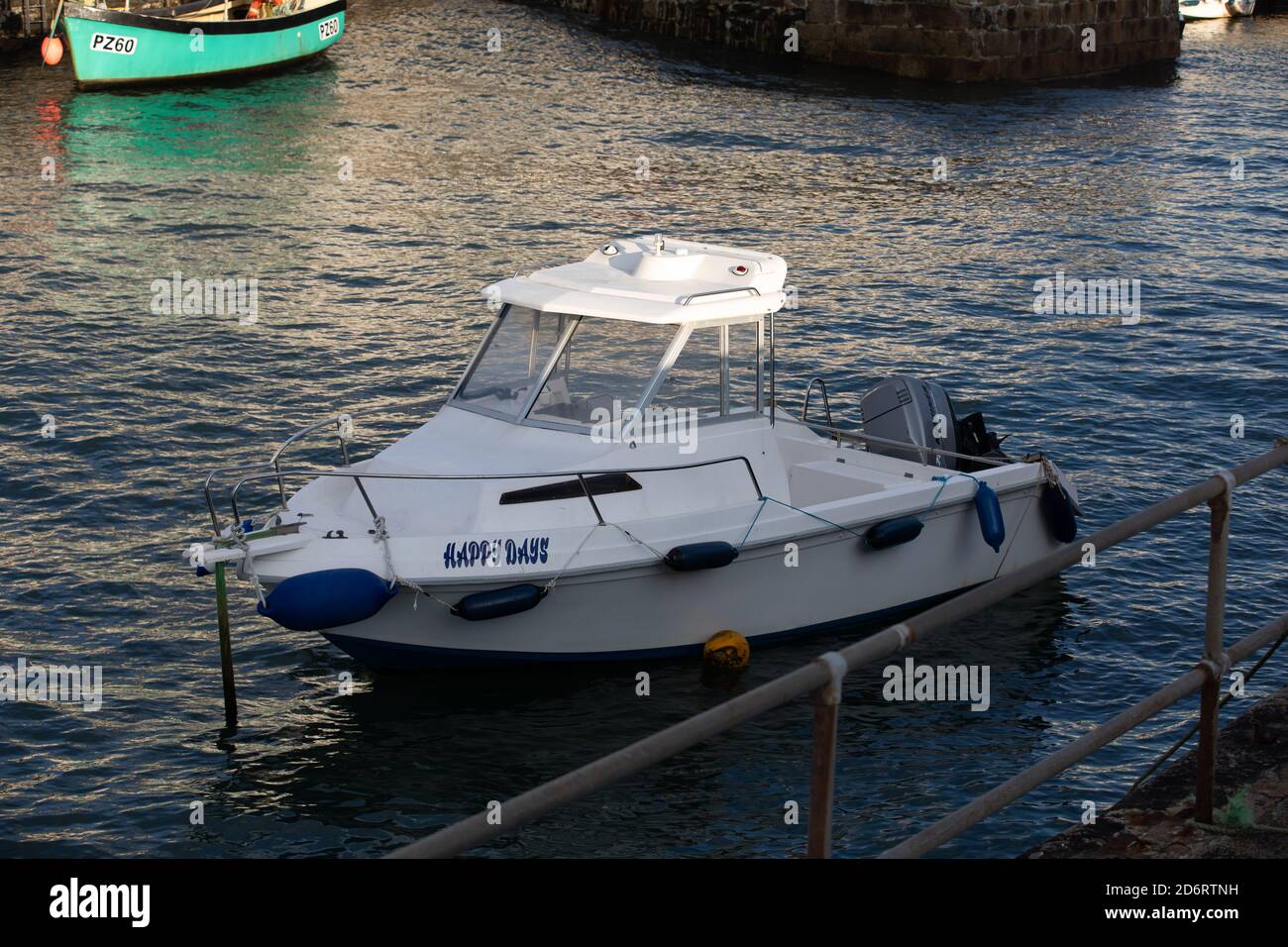 Small Boat Named Happy Days In Portreath Harbour Cornwall Uk Stock Photo Alamy