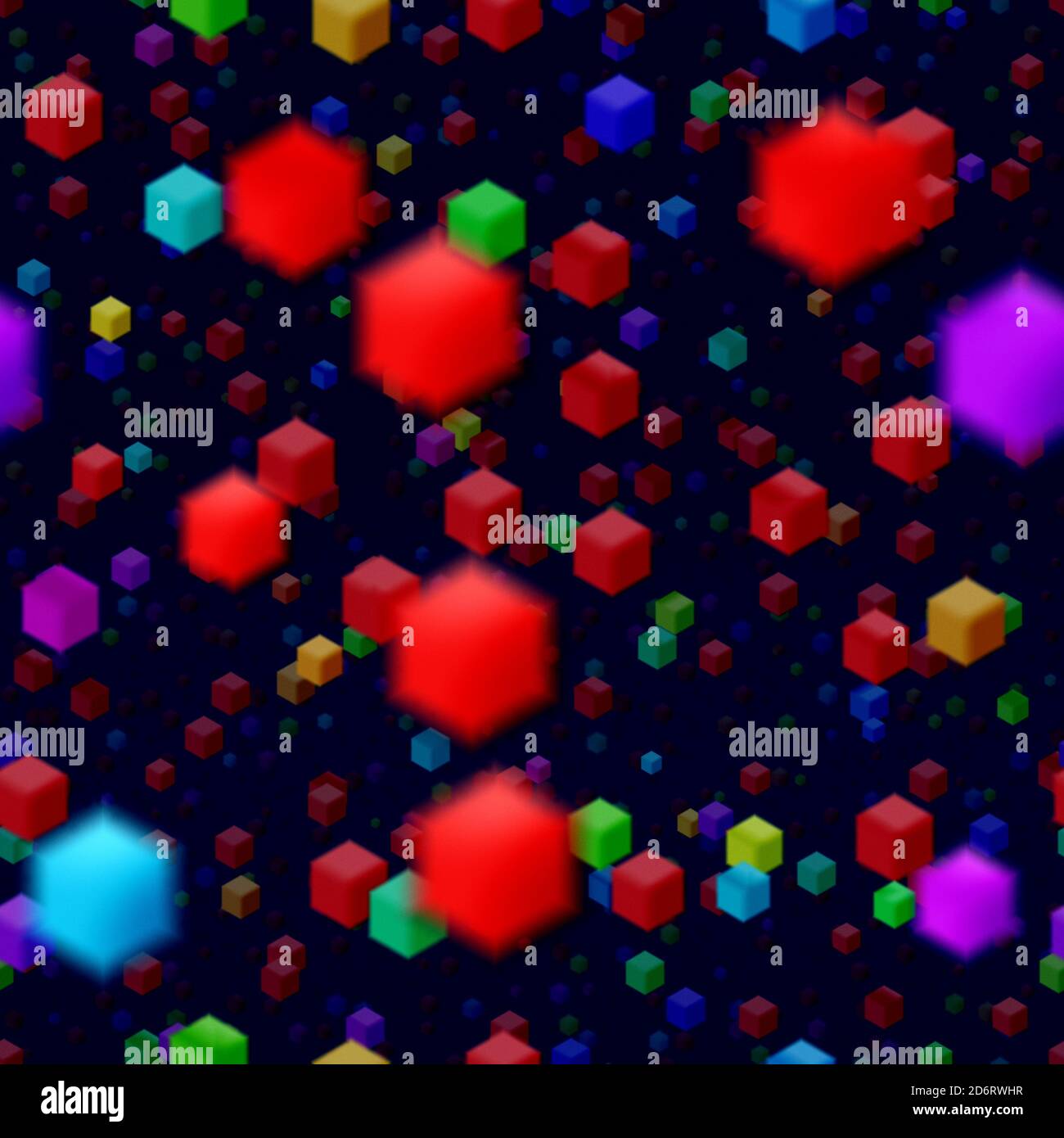 Abstract seamless flying colorful cube background. Pattern with random small colorful cubes Stock Photo