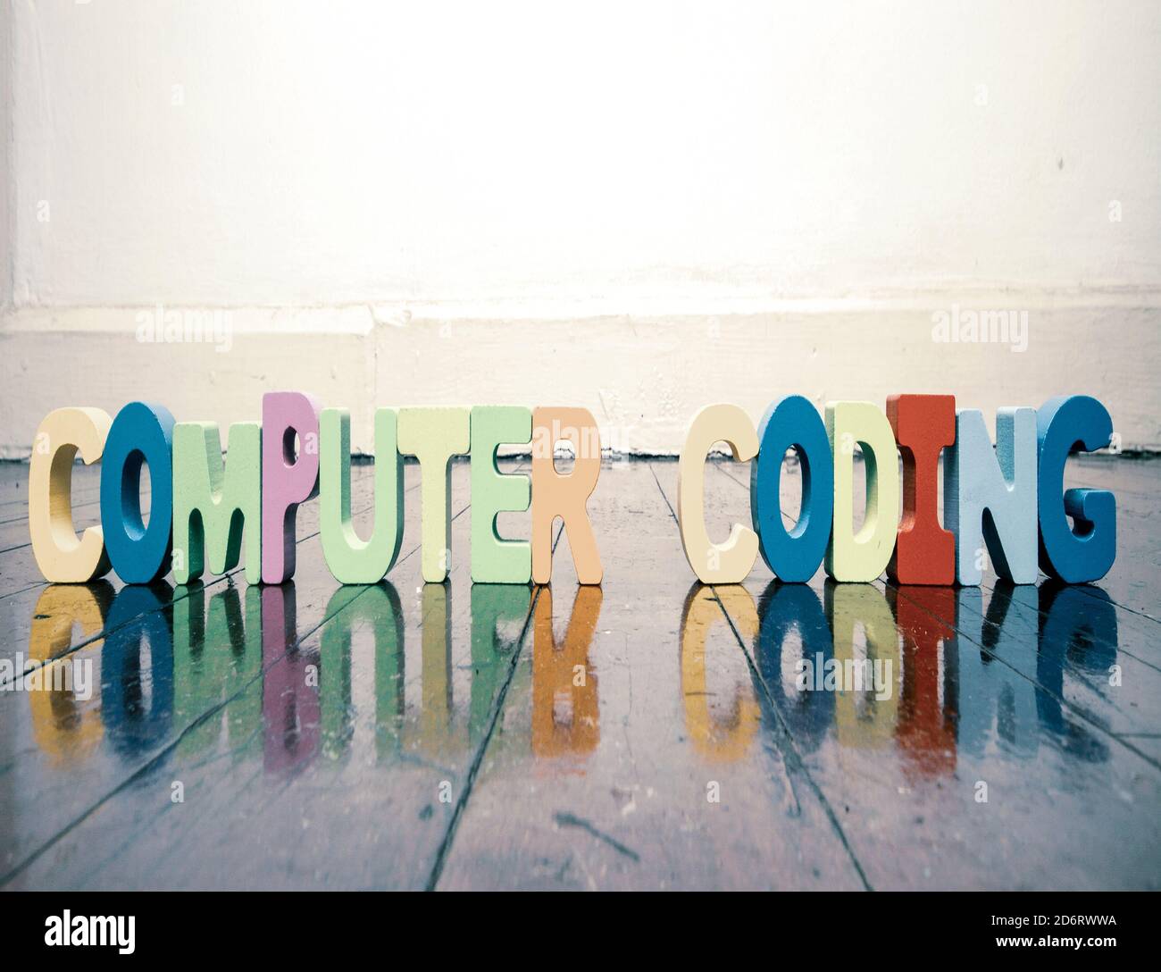 computer coding text with wooden letters and copy space Stock Photo - Alamy