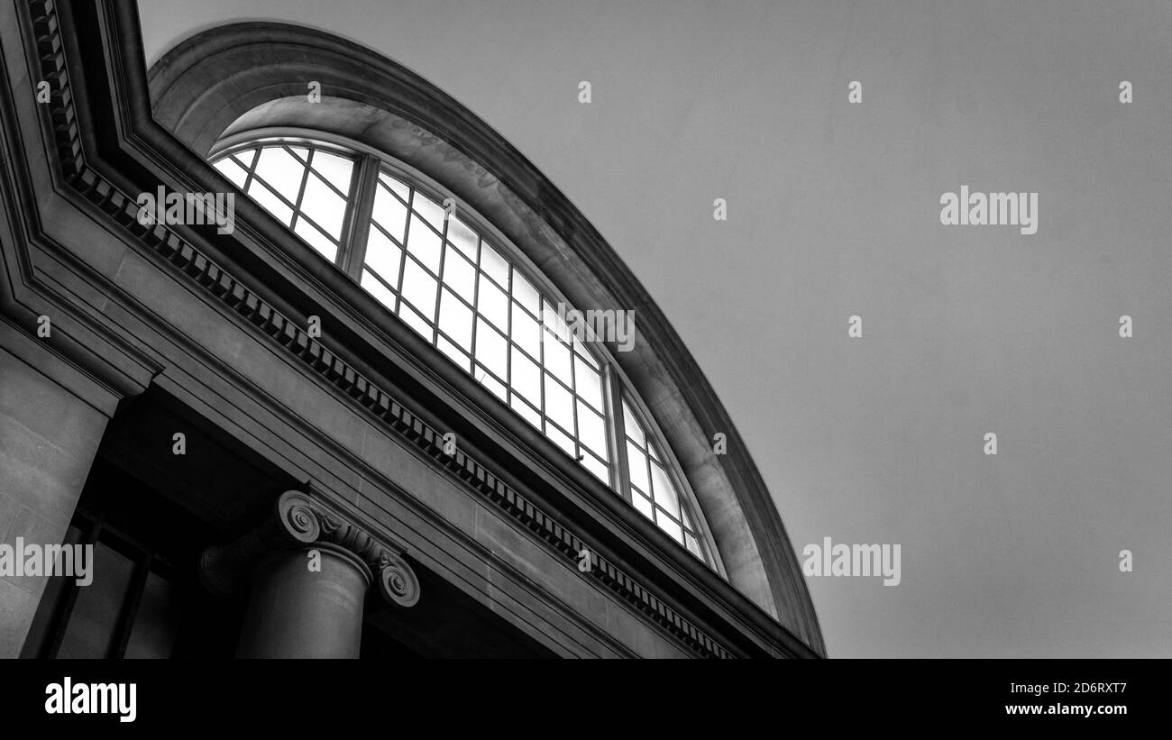 Black and White Museum Window in London Stock Photo