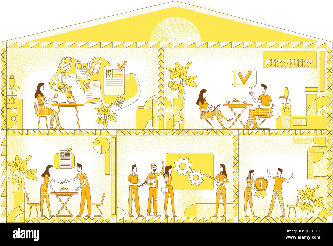 Business workplace flat silhouette vector illustration Stock Vector