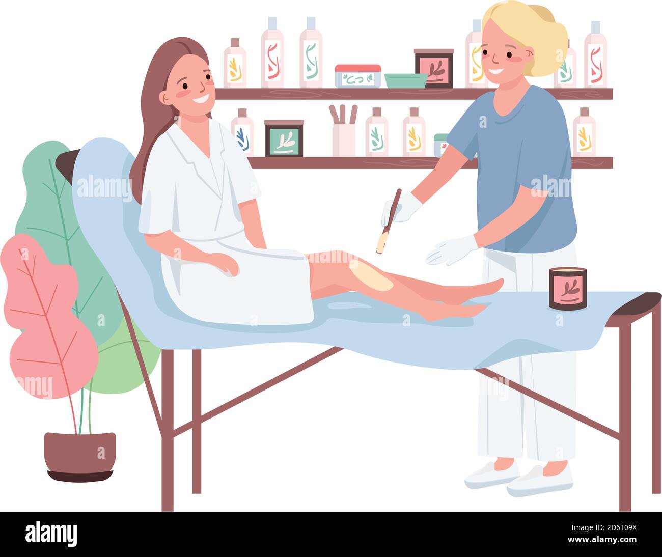 Waxing flat color vector characters Stock Vector