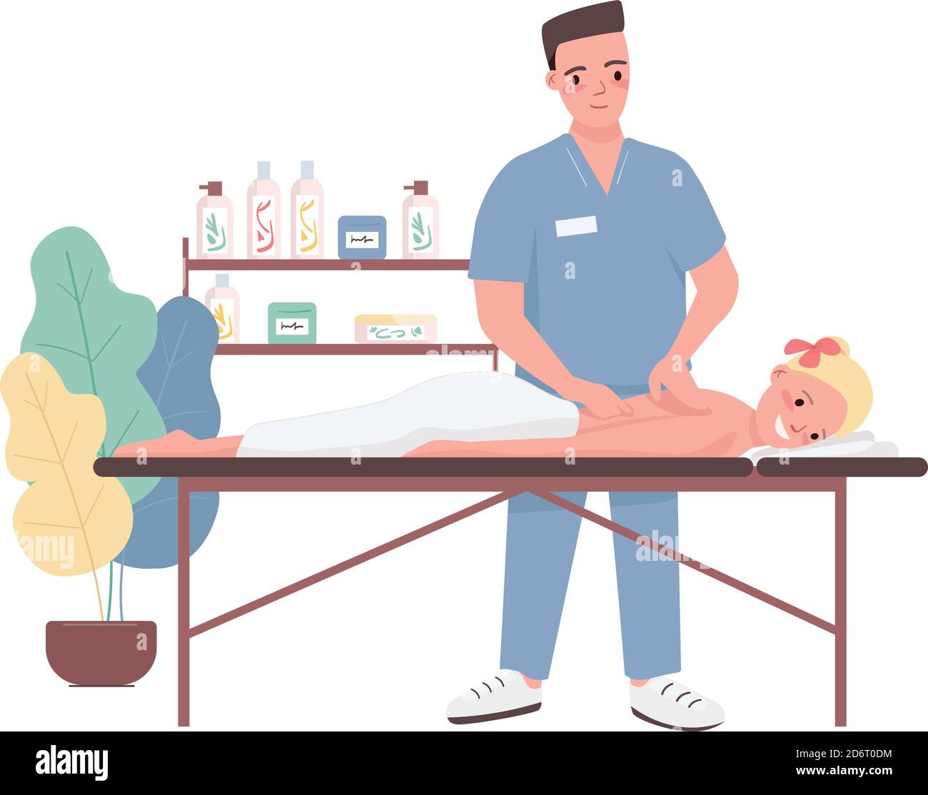 Massage flat color vector characters Stock Vector
