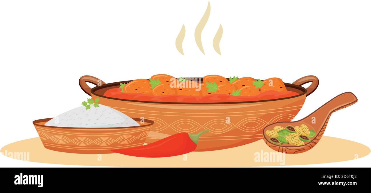 Hot butter chicken cartoon vector illustration Stock Vector Image & Art -  Alamy