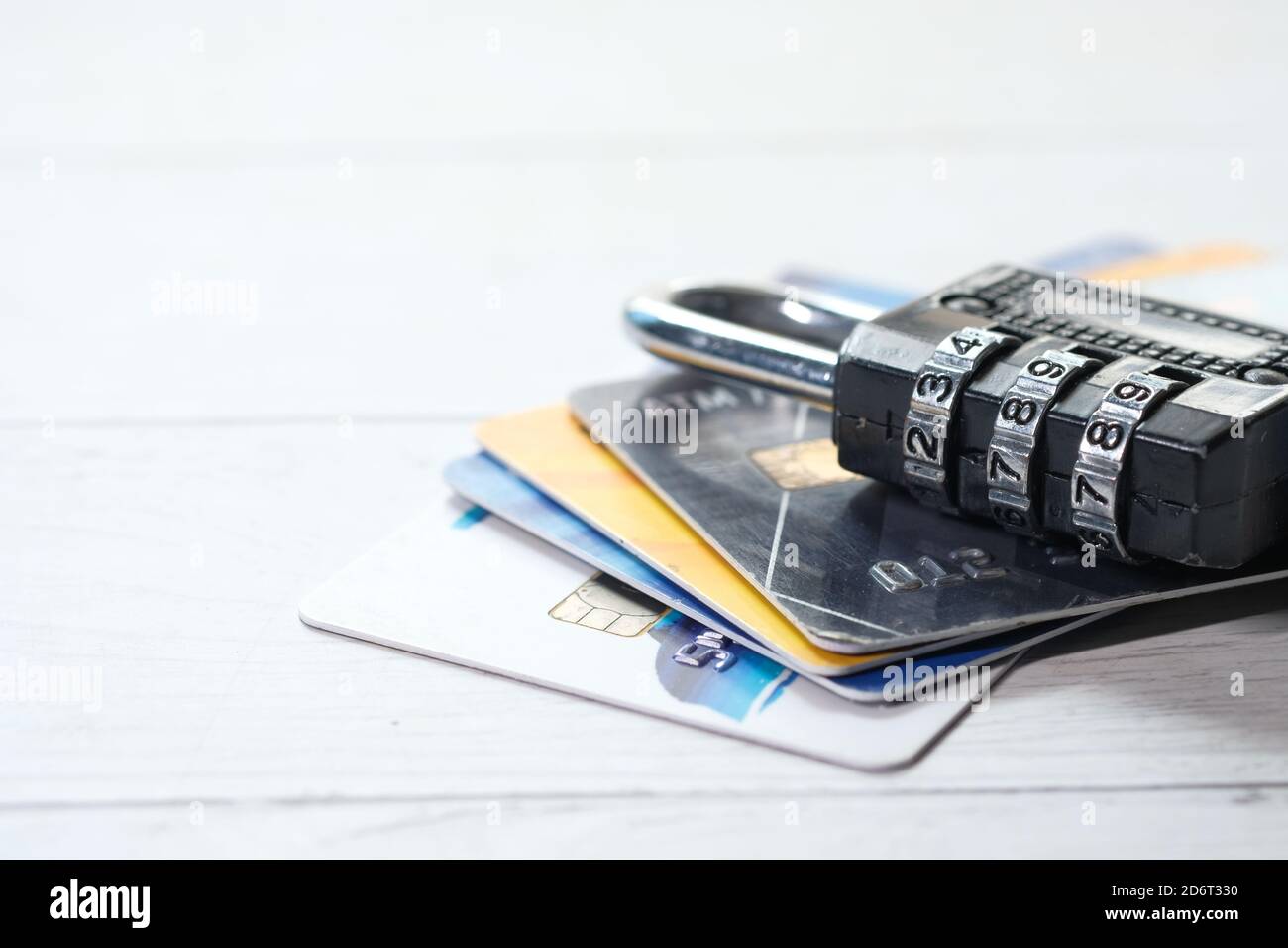 padlock on credit card, Internet data privacy information security concept Stock Photo