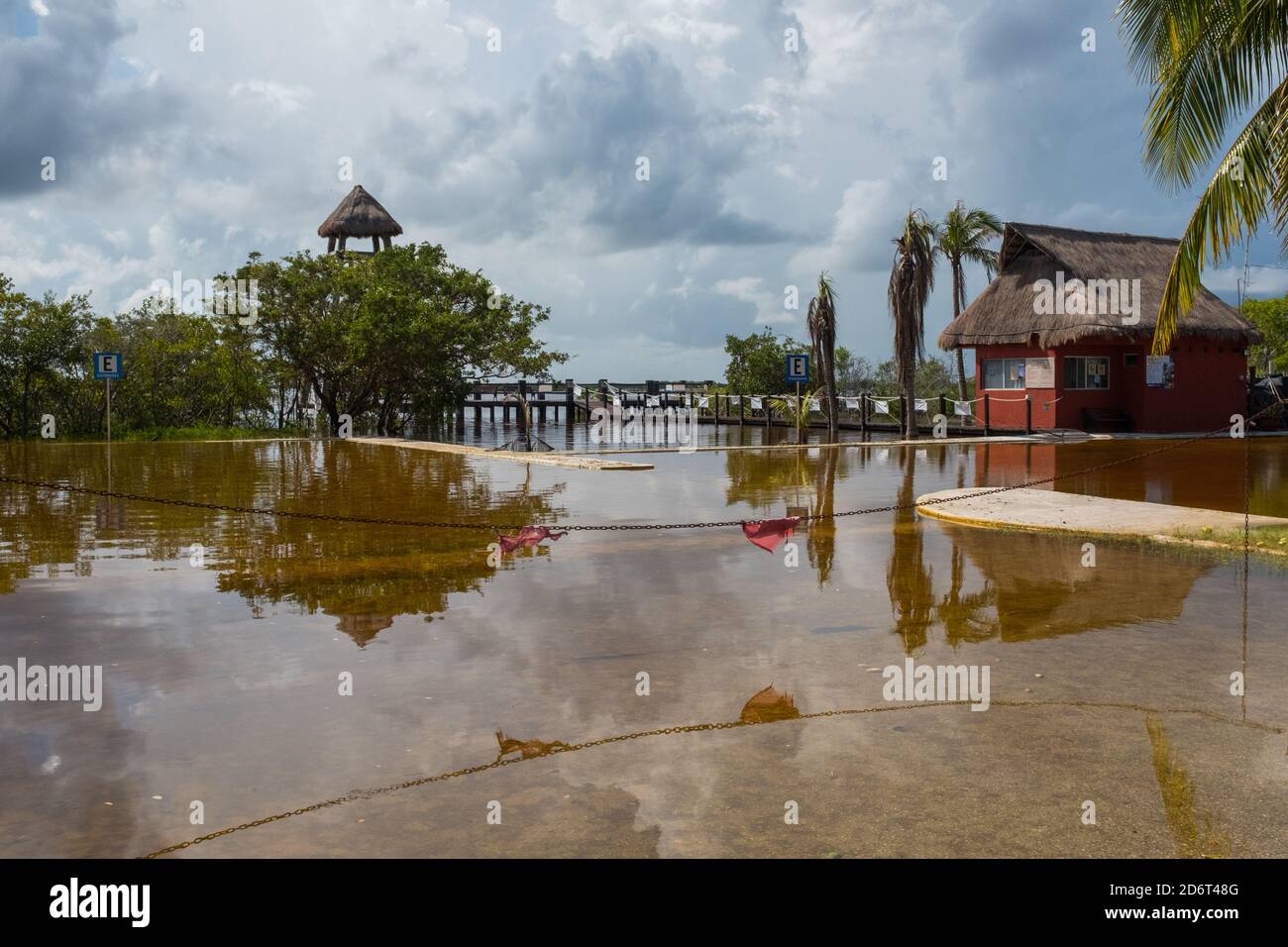 Yucatan Mexico coast, flooding after the passage of Hurricane Delta Stock Photo