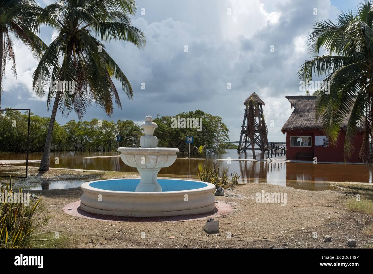 Yucatan Mexico coast, flooding after the passage of Hurricane Delta Stock Photo