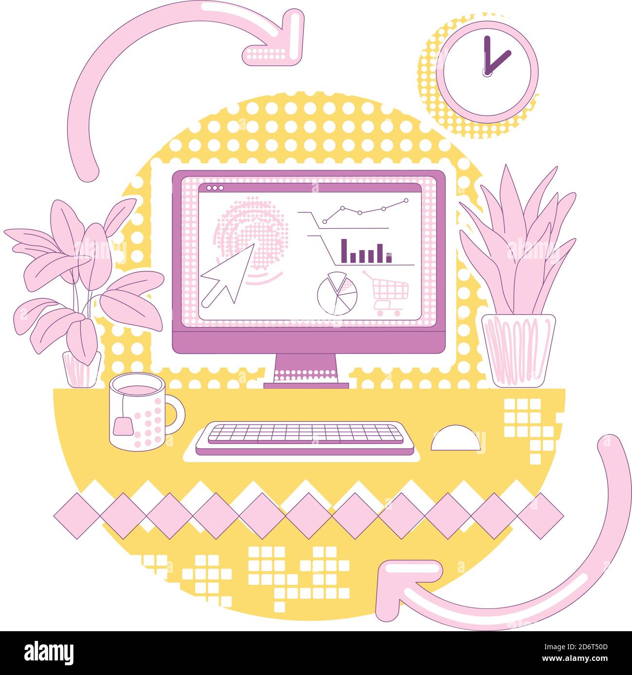 Marketing analytics thin line concept vector illustration Stock Vector