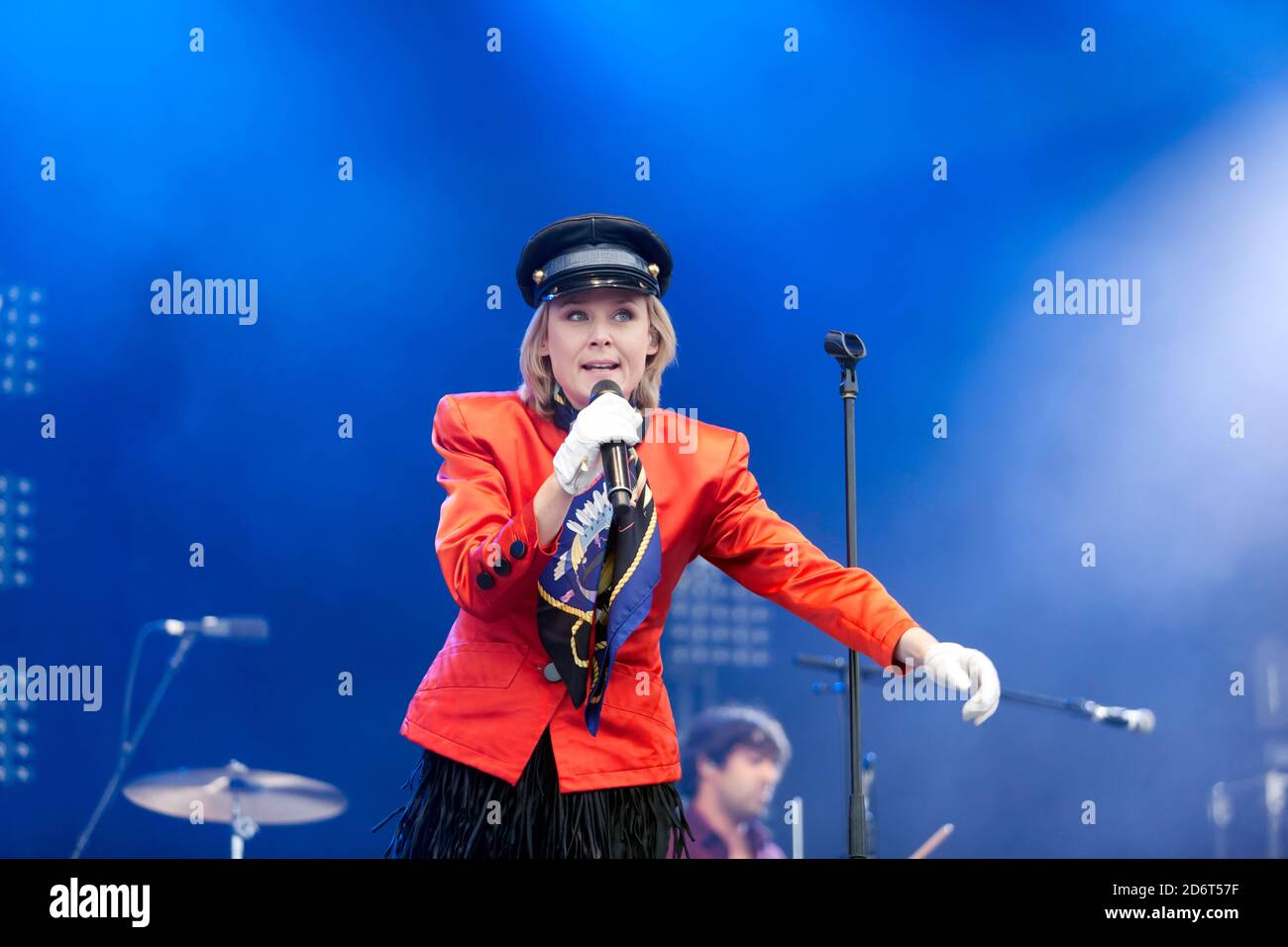 Close-up of Róisín Murphy performing on the main stage of the OnBlackheath Music Festival 2106 Stock Photo