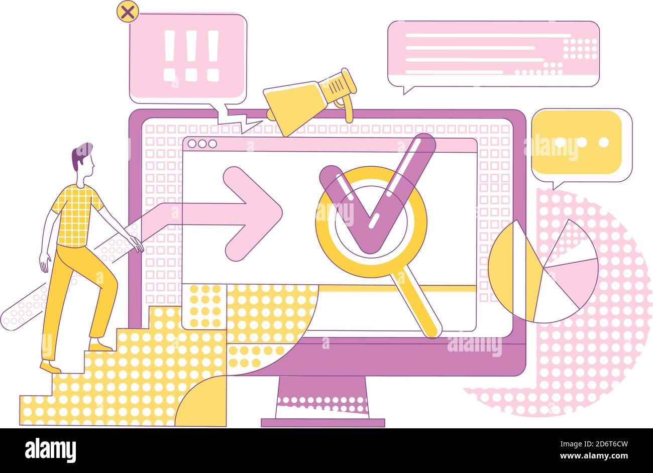 Search engine marketing thin line concept vector illustration Stock Vector