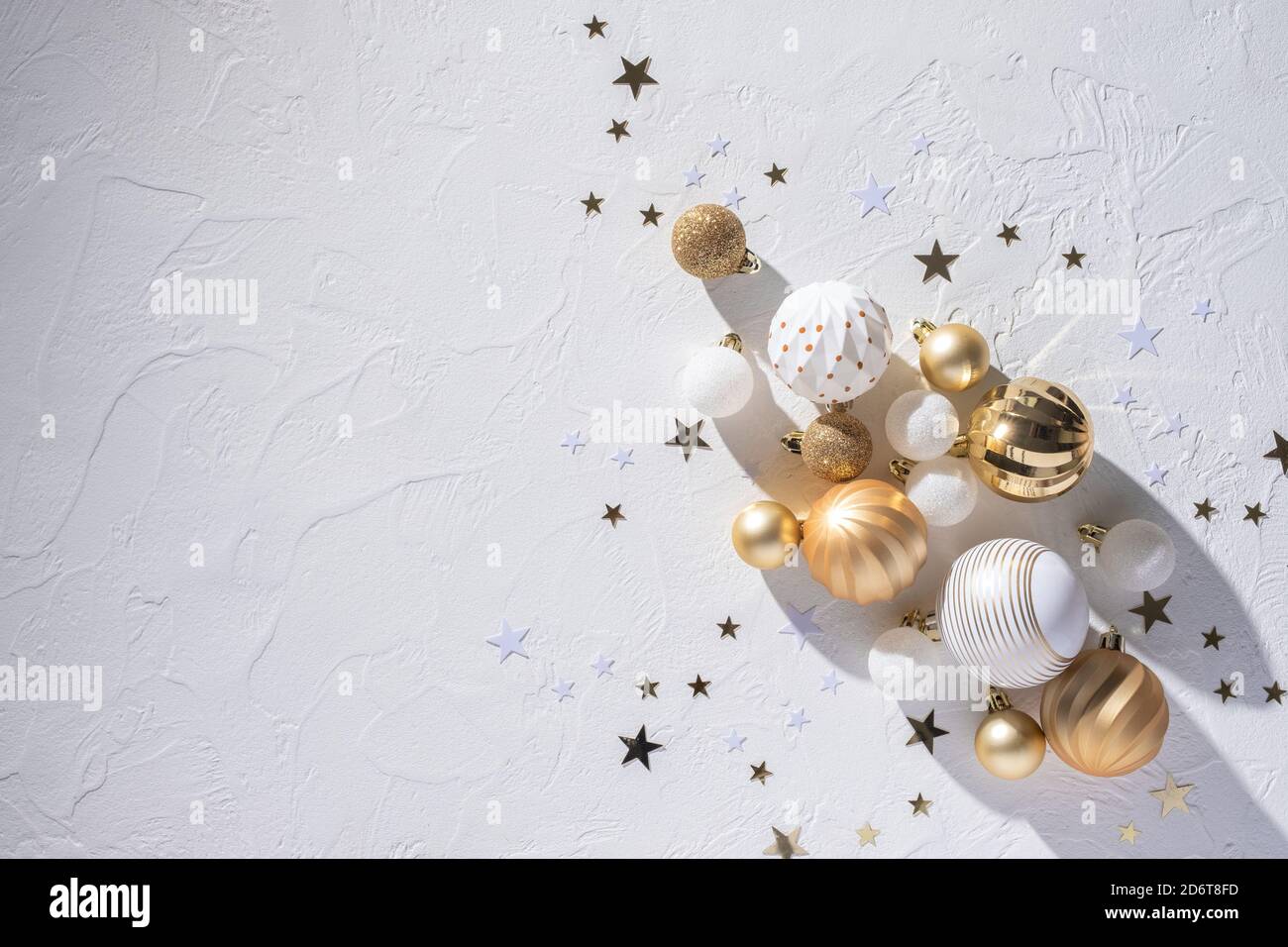 Christmas golden and white decorations Stock Photo