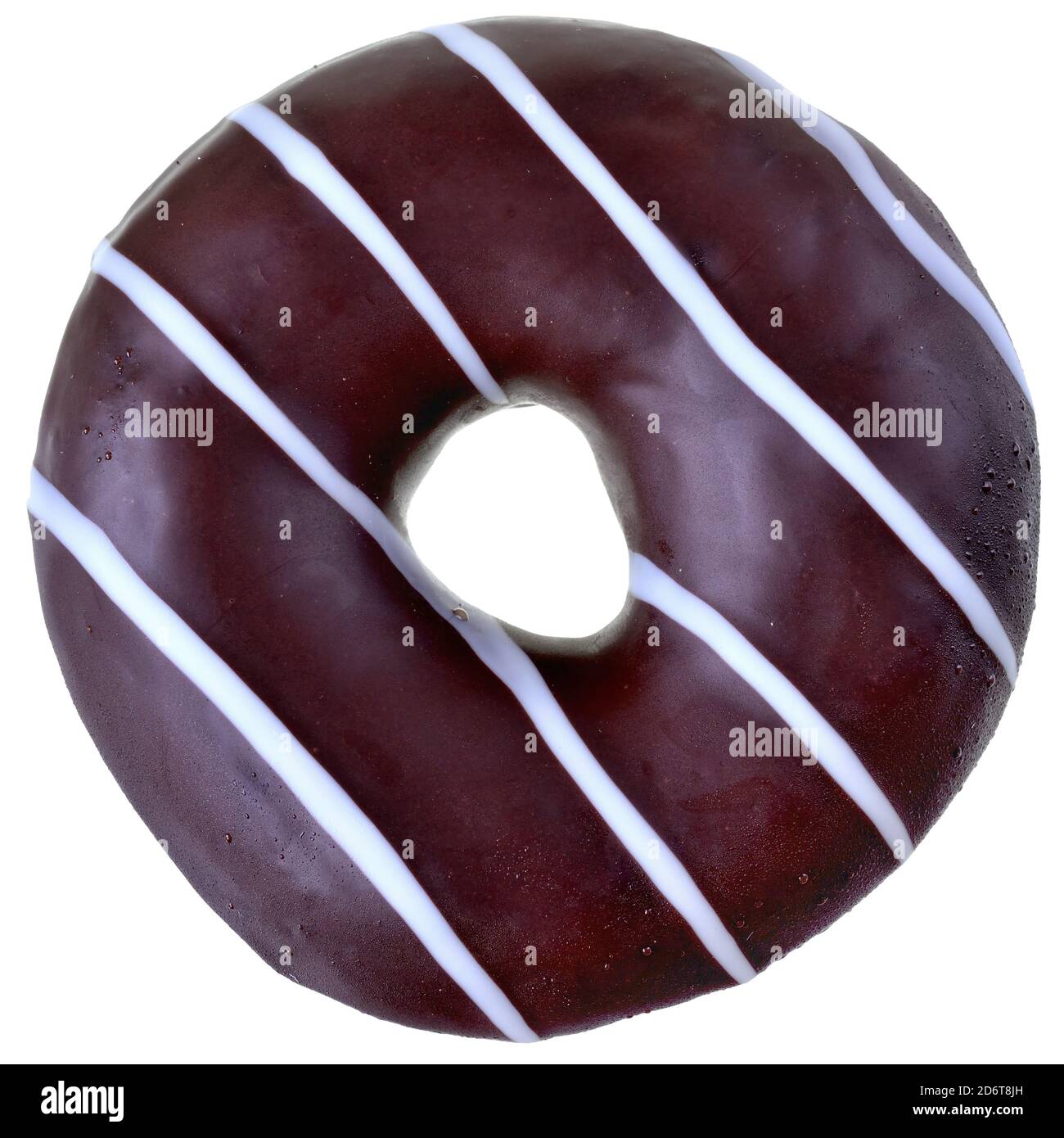 Chocolate glazed donut isolated on a white background top view Stock ...