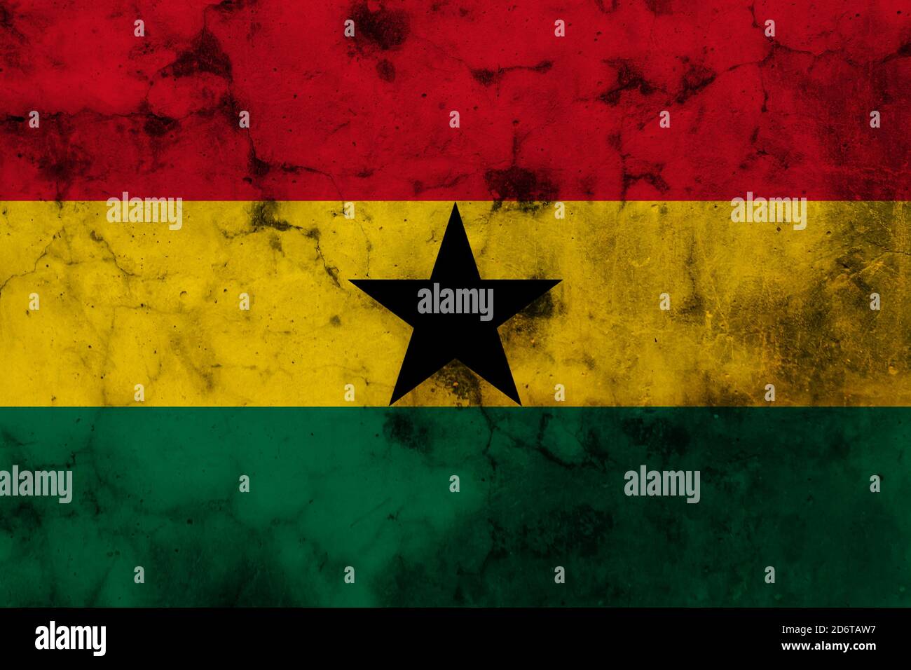 grunge flag of Ghana with capital in Accra Stock Photo