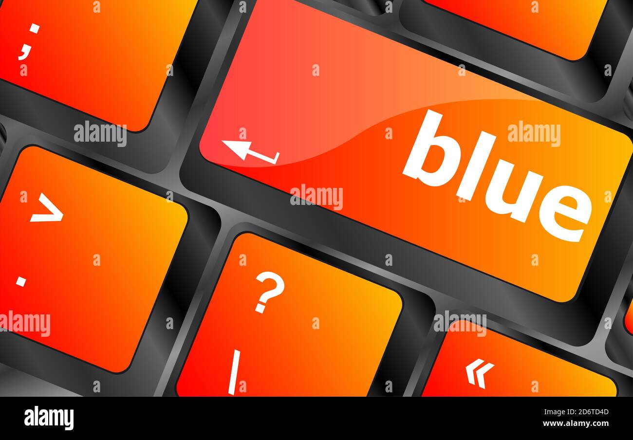 blue button on computer pc keyboard key Stock Photo - Alamy