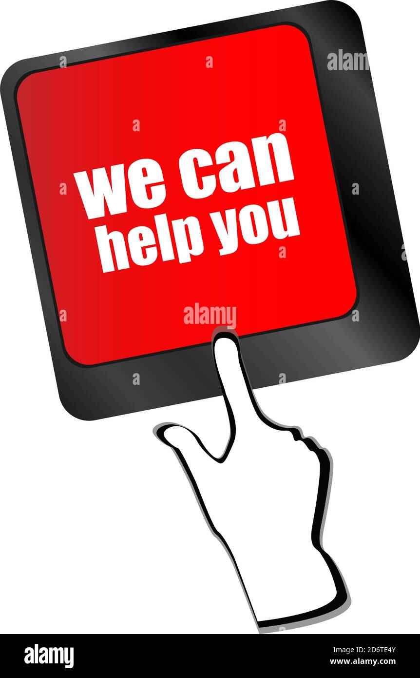 we can help you word on computer keyboard key Stock Photo