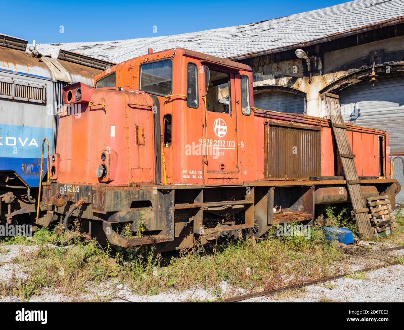 Abandoned derelict loco locomotive in Rijeka in Croatia Europe Stock Photo